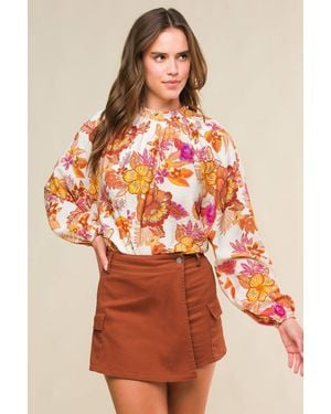 TRUEDAMES Romantically Entangled Woven Top - Orange