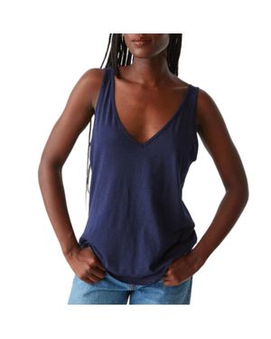 Michael Stars Scarlett V-Neck Tank Top - Blue