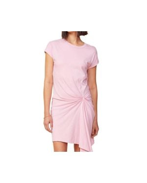 Monrow Tucked Short Sleeve Tee Dress - Pink