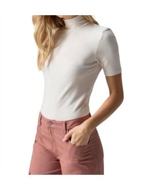 Sanctuary Essential Short Sleeve Mock Neck Top - Gray