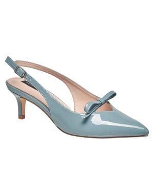 French Connection Patent Bow Kitten Heel - Blue