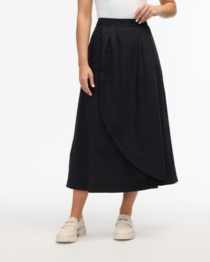 Ellen Tracy Poplin Wrap Skirt - Black