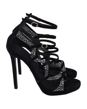 Versace Crystal Embellished Gladiator Sandals - Black
