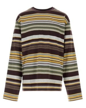 Dries Van Noten Striped Long-Sleeve Hember T-Shirt - Green