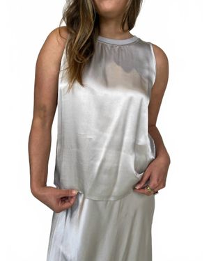 Rose & Crown Satin Tank Top - Gray