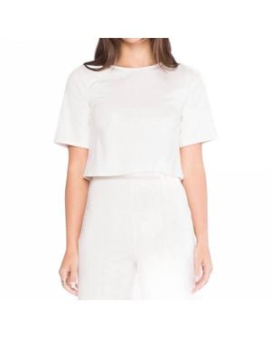 Ripley Rader Crop Ponte Knit Short Sleeve Top - White