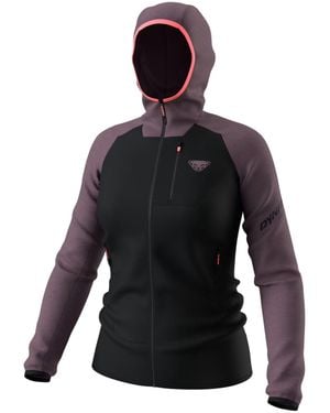 Dynafit Hooded Jacket With Fitted Silhouette And Contrasting Sleeves - Black