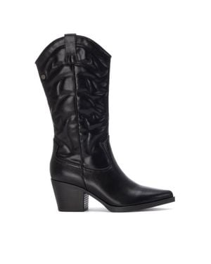 Xti Embroidered Italian Western Boots By - Black