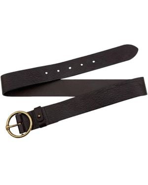 Amsterdam Heritage Vintage Round Buckle Leather Belt - Black