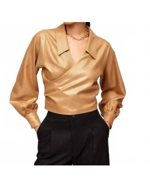Fifteen Twenty Sloane Crossover V-Neck Wrap Shirt - Black