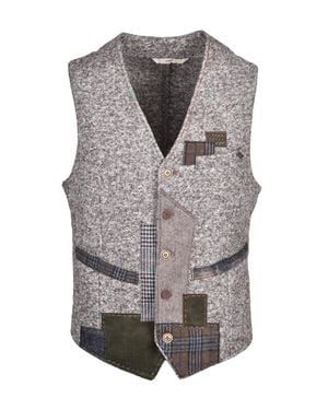 Bob Patchwork V-Neck Vest - Gray