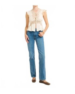 Rumored Wisteria Button Front Top - Blue