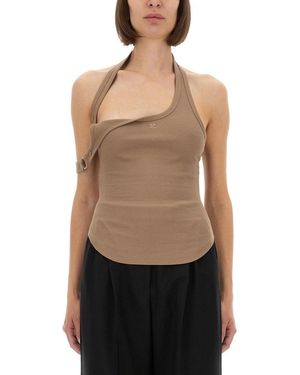 Courreges Asymmetrical Tank Top - Black