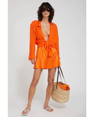 SPRWMN Mary Jane Silk Mini Skirt - Orange
