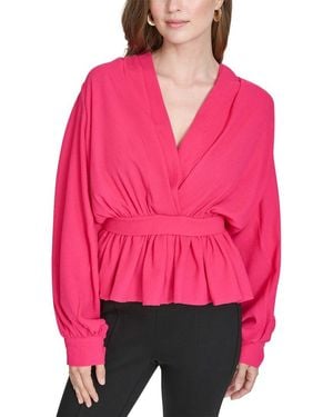 Halston Tie Waist Blouse - Red