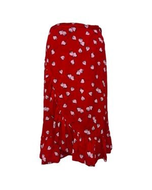 Miu Miu Strawberry Printed Midi Wrap Skirt - Red