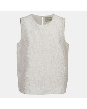 Mary Katrantzou Off- Alphabet Jacquard Crepe Sleeveless Top - White