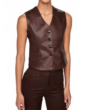DL1961 V-Neck Denim Tailored Vest - Brown