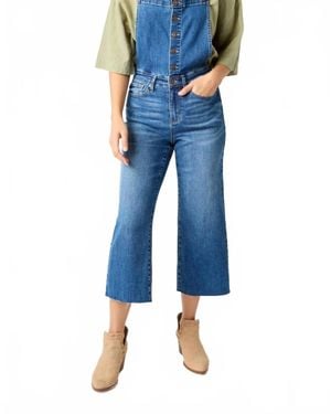 Judy Blue High Waist Wide Leg Crop Overalls - Blue