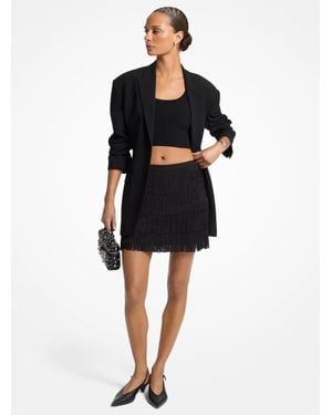 Michael Kors Fringed Jersey Mini Skirt - Black