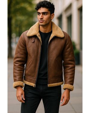 Infinity Leather B3 Ww2 Sheepskin Leather Flying Aviator Jacket-Seshego - Brown