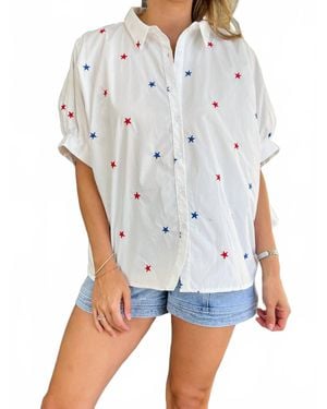 Day + Moon Americana Star Button Top - White