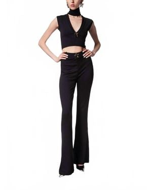 Area Star Stud Flare Pants - Black