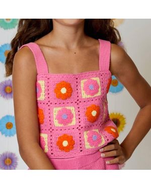Design History Crochet Sweater Tank - Red
