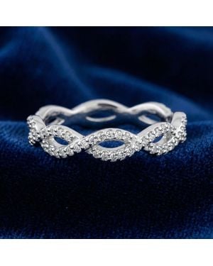 Pompeii3 3/8 Cttw Diamond Infinity Eternity Wedding Ring Stackable Band 14K - Blue