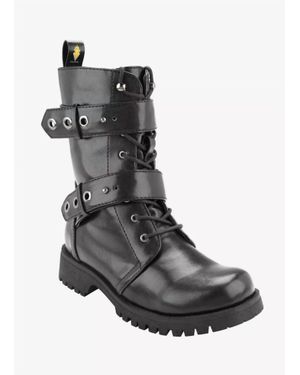 Very Volatile Double Strap Combat Boot - Black
