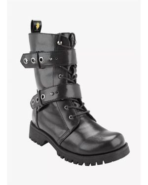 Very Volatile Double Strap Combat Boot - Black