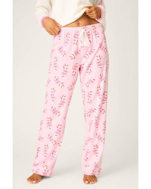 Pj Salvage Candy Cane Flannel Pants - Pink