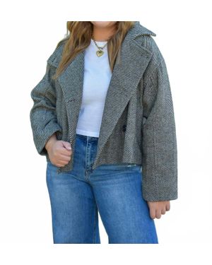 Miou Muse Nelly Herringbone Jacket - Blue