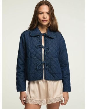 Lucky Brand Quilted Peter Pan Collar Jacket - Blue