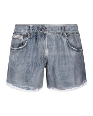 Moschino Denim-Inspired Polyester Denim Shorts - Blue