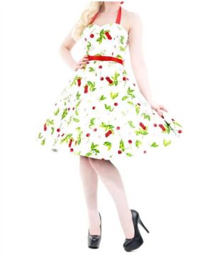 hearts & roses Cherry Blossom Halter Swing Dress - White