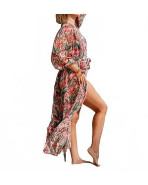 Lia Sahara Long Sleeve Robe Cover Up - Multicolor