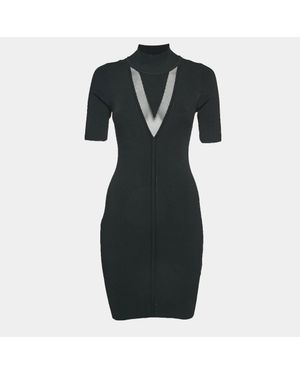 Cushnie Rib Knit High Neck Bodycon Mini Dress - Black