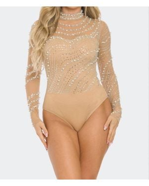 BANJUL Heartbreaker Rhinestone Bodysuit - Natural