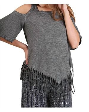 Umgee On The Fringe Top - Gray