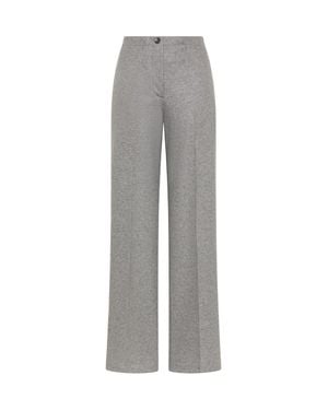 SEVENTY VENEZIA Compressed Knit High-Waisted Wide-Leg Wool Flared Pants - Gray