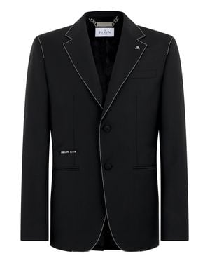 Philipp Plein Blazer Contrast Stitching - Black