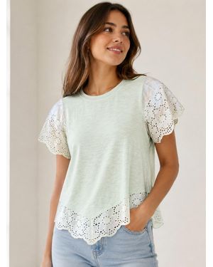 Design History Eyelet Lace Top - Green