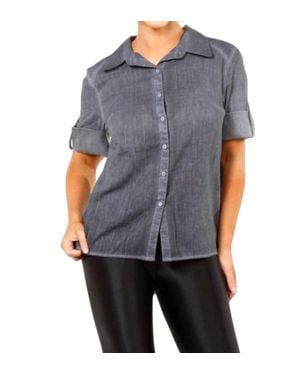 Angel Oil-Washed Back-Zip Shirt - Gray