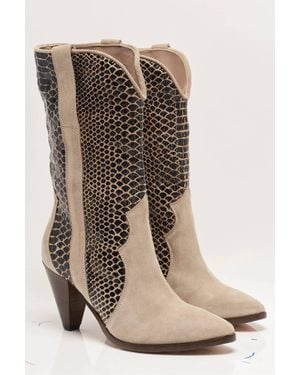 Free People Snakeskin Feather Heel Boot - Natural