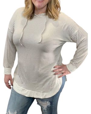 Hayden LA Ribbed Stripe Hoodie - Gray