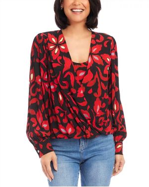 Karen Kane Caily Crossover Top - Red