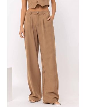 Pretty Garbage Penny Pinstripe Trouser Pant - Brown
