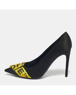 Off-White c/o Virgil Abloh Satin And Logo Canvas Commercial Bow Pumps - Blue