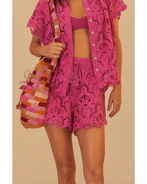 FARM Rio Seashell Eyelet Short - Pink